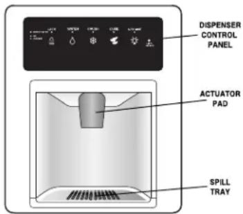 DISPENSER CONTROL PANEL ACTUATOR PAD SPILL TRAY