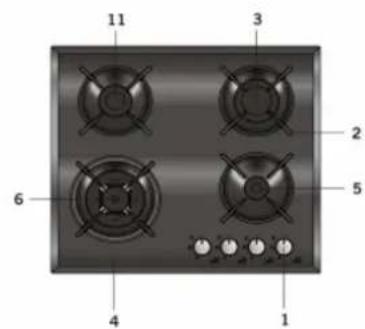 Everglades EVBI 851 - - DESCRIPTION DE TABLE DE CUISSON ET BANDEAU DE COMMANDE - 1