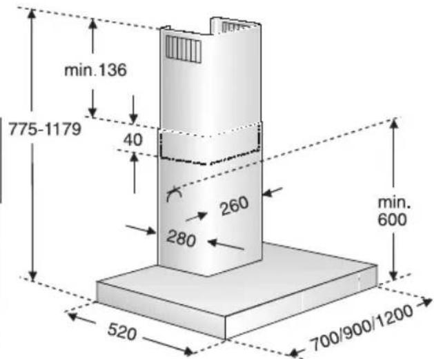 NEFF D8240N0 - Branchement du conduit d'évacuation ∅ 150 mm: - 2