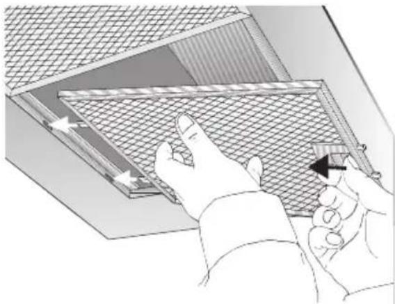 NEFF D8240N0 - Removing and inserting the metal grease filters: - 1