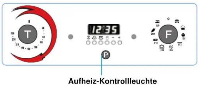 SCHOLTES FP 655.3 - Über den Drehknopf «T» wird auch die Backofentemperatur eingestellt. - 1