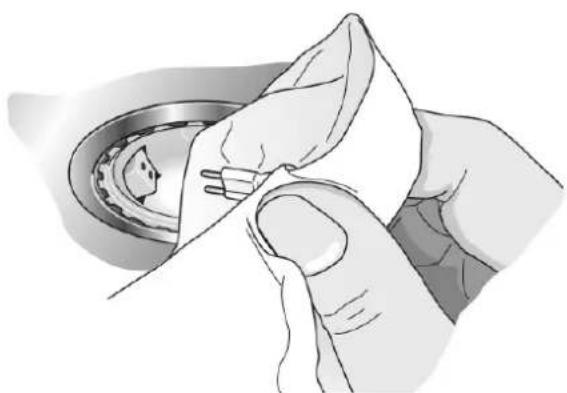 Illustration of hands holding a ball bearing, no text or symbols present
