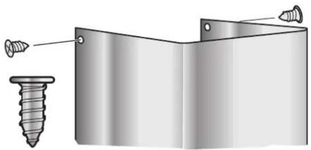 Illustration of a metal bracket with two screws inserted, showing mounting holes (no text or symbols)