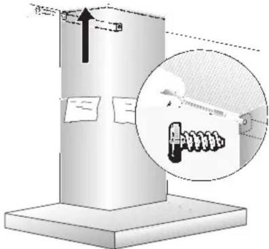 Diagram illustrating a mechanical or electrical setup with labeled components and an inset magnified view showing a device with a spring.