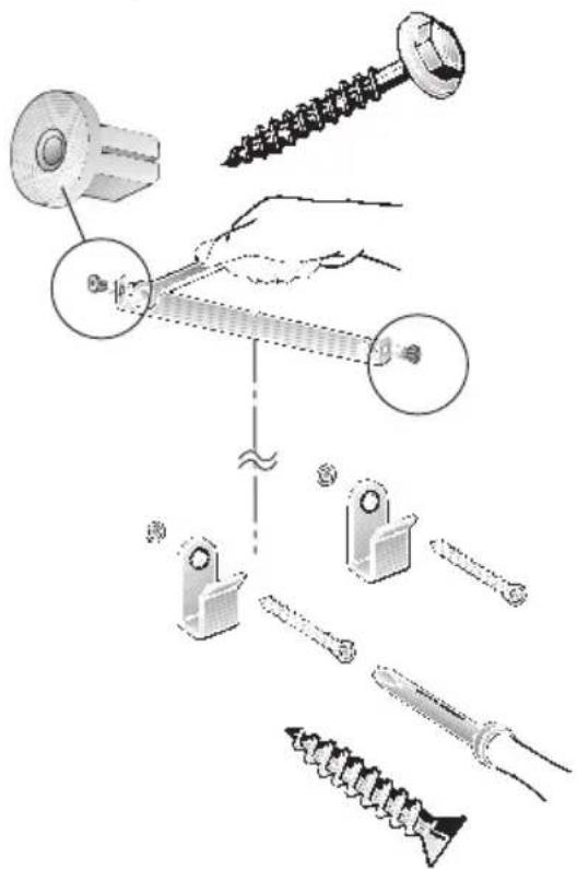 Diagram illustrating the assembly of screw and pin components with labeled parts and motion arrows