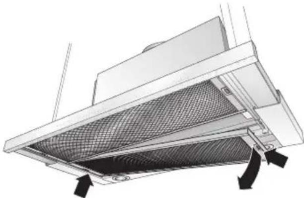 GAGGENAU AF280170 - Removing and inserting the metal-mesh grease filters: - 1