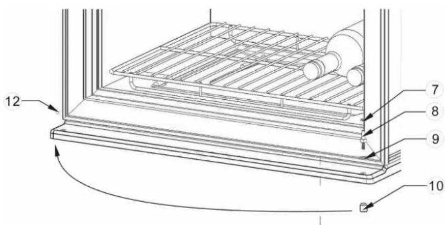 LA SOMMELIERE TRV250 - Alternative hanging of the door (excepted full door with lock) - 4