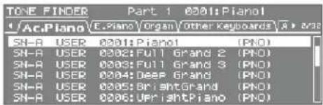 TONE FINDER Part 1: 0301;Piano 4 /Ac;Piano E.Piano Organ Other Keyboards 4 > 2/3 SH-R USER 0301;Piano (PNO) SH-R USER 0302;Full Grand 2 (PNO) SH-R USER 0303;Full Grand 3 (PNO) SH-R USER 0304;Deep Grand (PNO) SH-R USER 0305;BrightGrand (PNO) SH-R USER 0306;Uprisht piano (PNO)