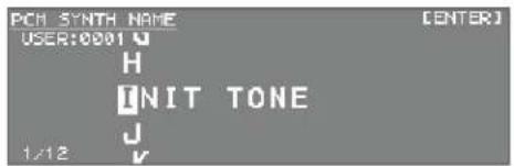 PCH SYNTH NAME USER:0001 G H INIT TONE J 1/12
