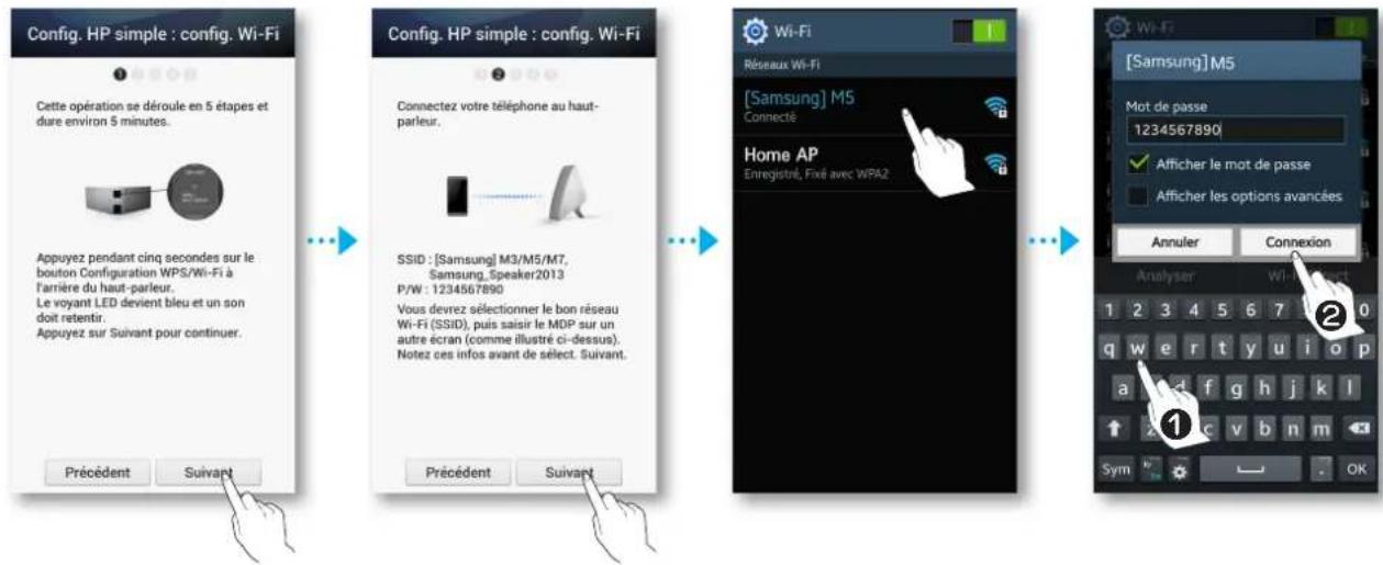 SAMSUNG Multiroom M5 - Connexion du M5 à votre réseau via la méthode de configuration Wi-Fi (Dans le cas d'un seul M5) - Pour Android - 4