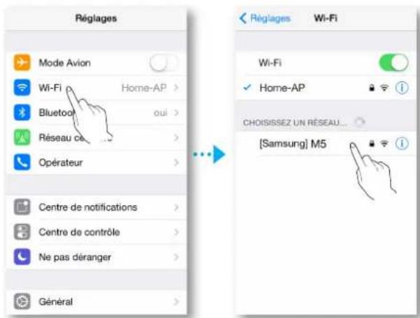 SAMSUNG Multiroom M5 - Connexion du M5 à votre réseau via la méthode de configuration Wi-Fi (Dans le cas d'un seul M5) - Pour iOS - 5