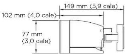 102 mm (4,0 cale) 77 mm (3,0 cale) 149 mm (5,9 cale)