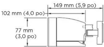 102 mm (4,0 po) 77 mm (3,0 po) 149 mm (5,9 po)