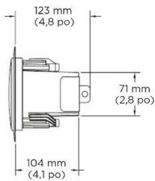 123 mm (4,8 po) 71 mm (2,8 po) 104 mm (4,1 po)