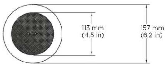 113 mm (4.5 in) 157 mm (6.2 in)
