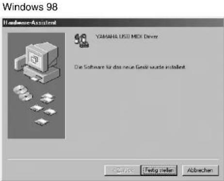 YAMAHA PF500 - - Installation des Treibers unter Windows 98/Me - 7