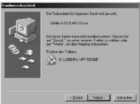 YAMAHA PF500 - - Installation des Treibers unter Windows 98/Me - 6