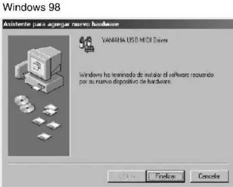 YAMAHA PF500 - Instalacion del controlador en un systema Windows 98/Me - 6