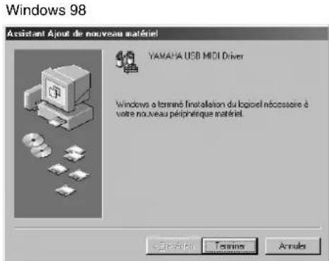 YAMAHA PF500 - Installation du pilote sur un système Windows 98/Me - 6