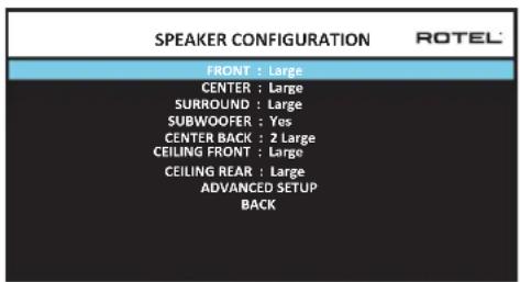ROTEL RAP1580 - Högtalarinställningar - 1
