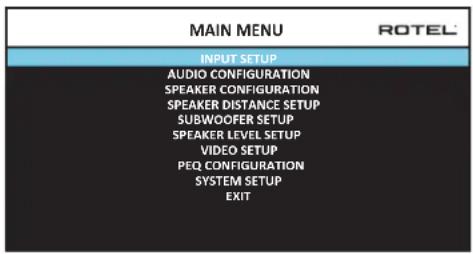 ROTEL RAP1580 - Main Menu - 1