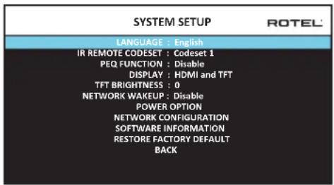 ROTEL RAP1580 - Systeminställninger - 1