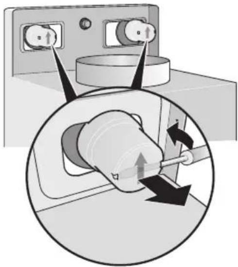 Diagram showing a hand operating a device with directional arrows, enclosed in a circular diagram (no text or symbols)