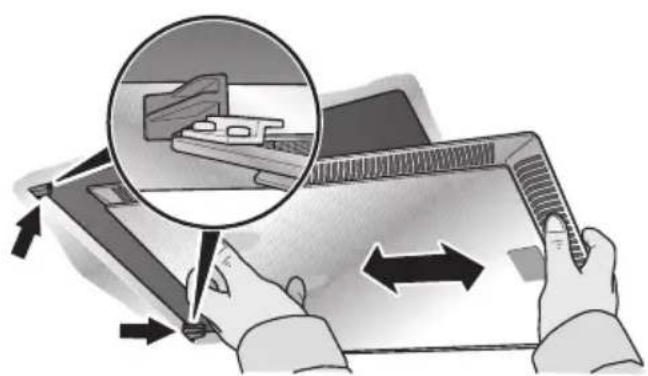 Illustration of hands using a computer to interact with a device, showing a magnified view of the screen (no text or symbols present).