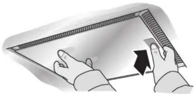 NEFF IBF 7257 N I72F57N0 - Removing and installing the metal-mesh grease filters - 2