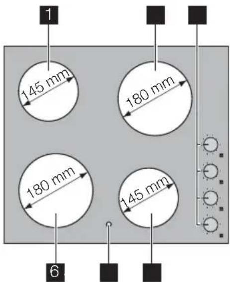 PROGRESS PAS6100E - Cooking surface layout - 1