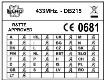 ELRO DB215 - DECLARATION DE CONFORMITE - 1