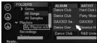FOLDERS Genre All Songs All Samples Playlists My Playlist m/s Recordings Album Dance Club Dance Club DUUCED Sa... Dance Over Dance Club ARTIST Hard Club L Party Mixer DUUCED Delence H R&B Unde Ready...