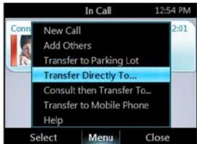 POLYCOM CX600 - Pour transférer directement un appel à une autre personne : - 1