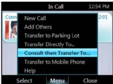 POLYCOM CX600 - Pour parler avec quelqu'un avant de transférer un appel : - 1