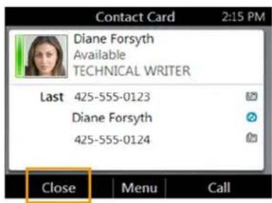 POLYCOM CX600 - Pour afficher la carte d'un contact : - 4