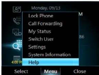 POLYCOM CX600 - Pour accéder à l'aide du téléphone : - 1