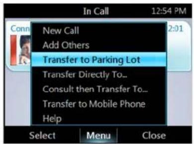 POLYCOM CX600 - Pour transférer un appel vers un « parc d'attente » : - 1