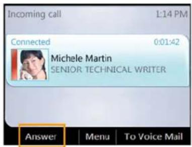 POLYCOM CX600 - Pour répondre à un deuxième appel lorsqu'un appel actif est en cours : - 1