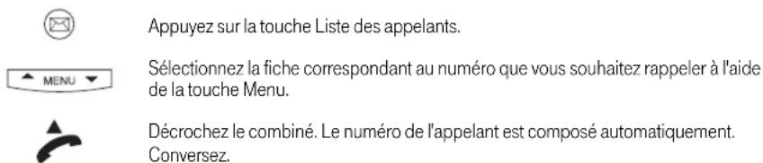 BELGACOM Maestro 2050 - Rappeler à partir de la liste des appelants - 1