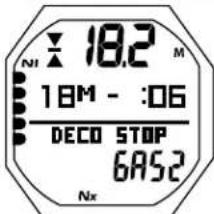 OCEANIC OCS - Ecran principal d'INFRACTION AVEC LIMITATION AU MODE PROFONDIMETRE : parametes affichés (Fig. 88/89) - - 1