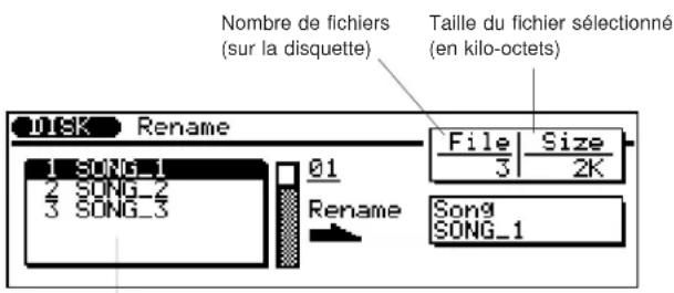 YAMAHA QS300 - Mode de disquette Opération de changement de nom ("Rename") - 2