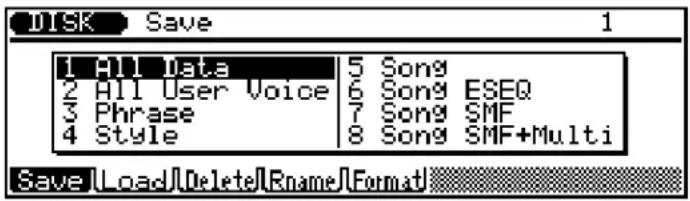 YAMAHA QS300 - Mode de disquette Opération de sauvegarde ("Save") - 1