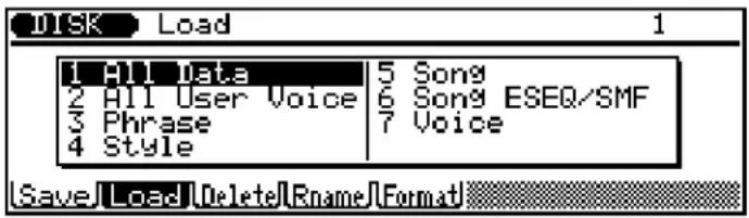 YAMAHA QS300 - Mode de disquette Opération de chargement ("Load") - 1