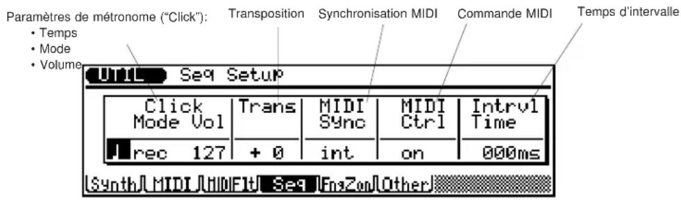 YAMAHA QS300 - Mode utilitaire Configuration du séquenceur ("Seq") - 1