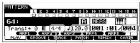 YAMAHA MO8 - Reglez la mesure (indication de la mesure), le tempo et la longueur. - 1