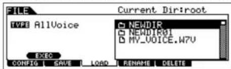 YAMAHA MO8 - Selection d'un fichier (dossier () - 1