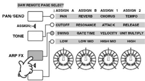 YAMAHA MO8 - Appuyez sur la touche [ARP FX] (Effet d'arpège) pour allumer levoyant. - 1