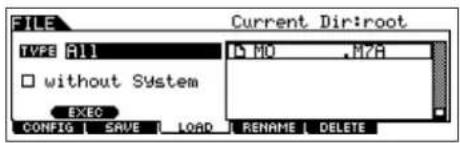 YAMAHA MO8 - Sélectionnez le type de fichier à charger. - 1