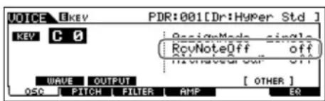 YAMAHA MO8 - ASTUCE Determination de la response de la voix de batterie lors du relachement de que la touche est relachée - 1