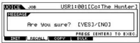 YAMAHA MO6 - Message de confirmation - 1